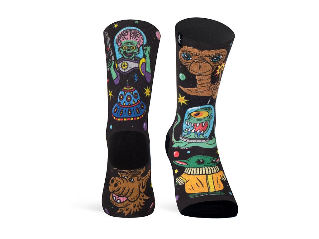 pacificandco calcetines socks funny gift 80s 90s ET alf miniyoda alf LOVELY MONSTERS doble