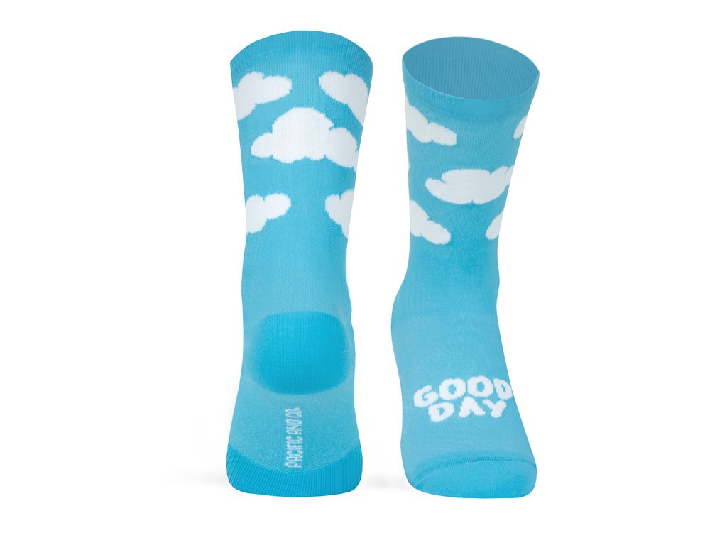 pacificandco calcetines socks women man performance running cycling correr bici ciclismo cycling nubes CLOUDS blue cara
