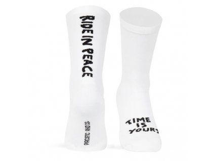 pacificandco calcetines socks women man performance running cycling RIDE IN PEACE WHITE doble