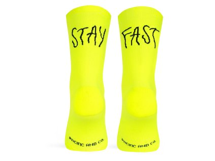 pacificandco calcetines socks running deporte tecnicos STAY FAST YELLOW NEON back