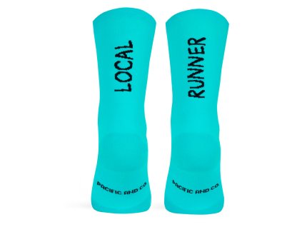 Calcetines Running LOCAL RUNNER aqua Antiampollas tecnicos y Transpirables Pacific and Co. atras