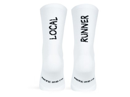 Calcetines Running LOCAL RUNNER blanco Antiampollas tecnicos y Transpirables Pacific and Co. atras