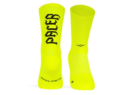 calcetines pacificandco pacer yellow neon running socks rejilla transpirable