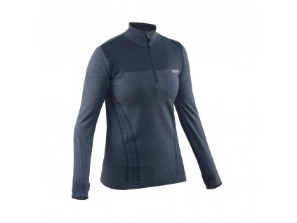 seamless halfzip women steel blue