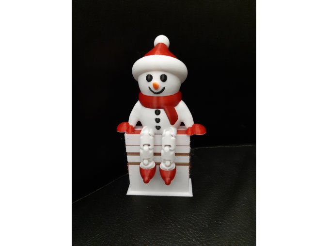 Dekorace bílý sněhulák petG