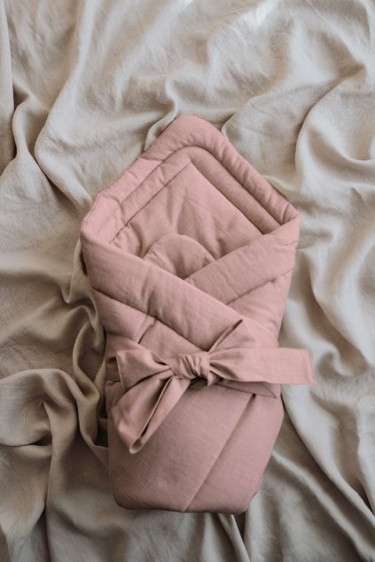 Lněná zavinovačka s 1 mašlí | OLD PINK