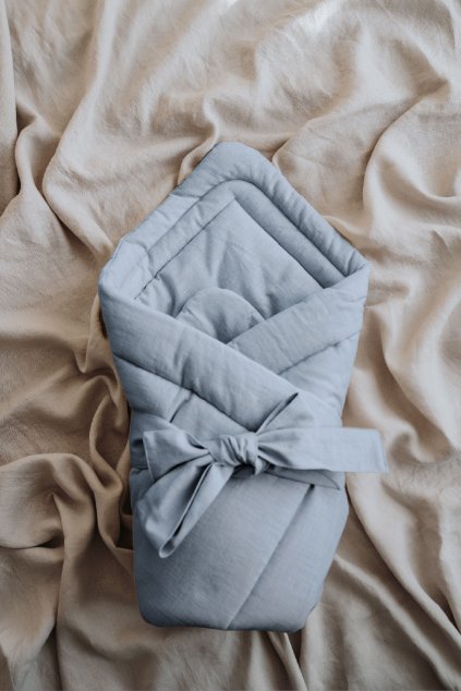 Lněná zavinovačka s 1 mašlí | BABY BLUE