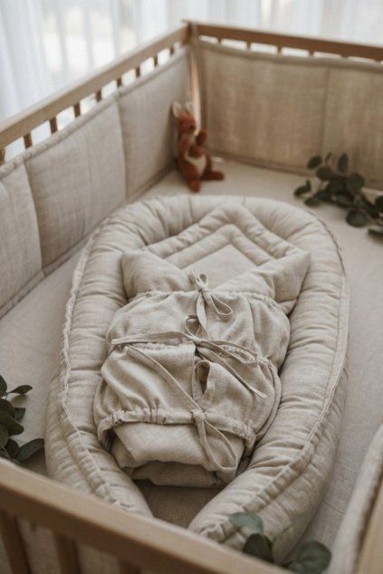 Bundle Deal | 3-Bow Linen Swaddle NATURAL + Baby Nest NATURAL