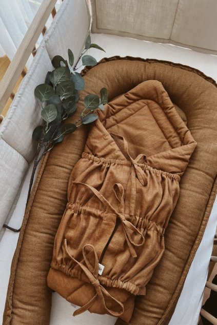 Bundle Deal | 3-Bow Linen Swaddle CARAMEL + Baby Nest CARAMEL