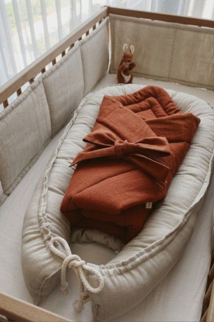 Bundle Deal | 1-Bow Linen Swaddle RUST + Baby Nest NATURAL