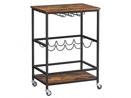 Servírovací vozík, 60 x 40 x 75 cm, rustikálně hnědý a černý