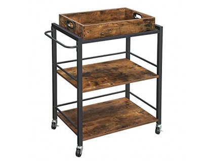 Servírovací vozík, 65 x 40 x 86 cm, rustikálně hnědý