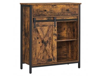 Kuchyňská skříňka s posuvnými dvířky, 70 x 30 x 80 cm, rustikálně hnědá a černá