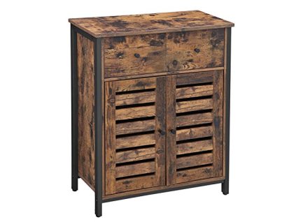 Kuchyňská skříňka se žaluziovými dvířky, 70 x 30 x 80 cm, rustikálně hnědá a černá