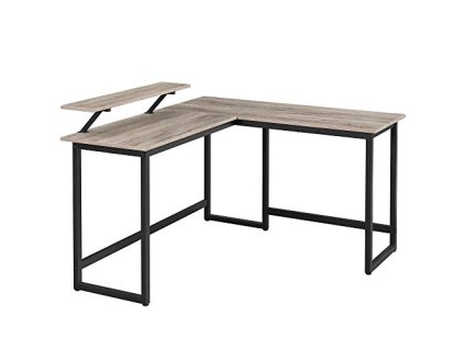 Rohový psací stůl, 140 x 130 x 91,5 cm, šedohnědý a černý