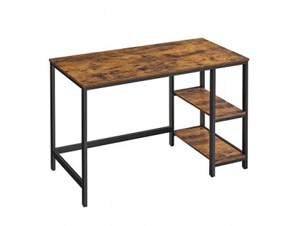 Psací stůl, 2 police, 120 x 60 x 75 cm, rustikálně hnědý a černý