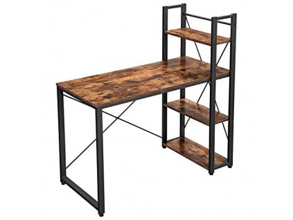 Psací stůl, 120 x 60 x 120 cm, rustikálně hnědý a černý