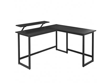 Rohový psací stůl, 140 x 130 x 76 cm, černý