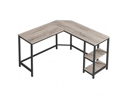 Rohový psací stůl, 138 x 138 x 75 cm, šedohnědý a černý