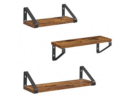 Nástěnná plovoucí police, 3 kusy, rustikálně hnědá