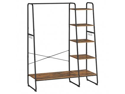 Věšák na oděvy, 120 x 45 x 160 cm, černý a hnědý