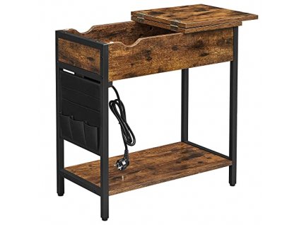 Noční stolek, 60 x 31,5 x 60 cm, rustikálně hnědý a černý