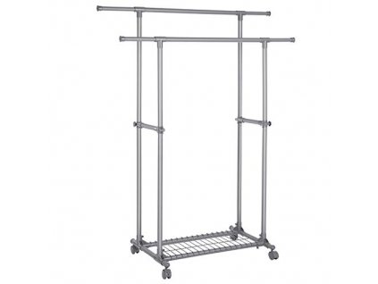 Pojízdný věšák na oděvy, 87-150 x 52 x 166 cm, šedý