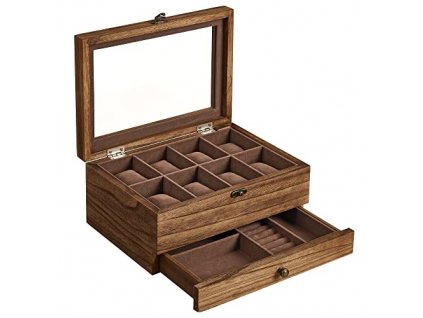 Šperkovnice, 2 patra, 27 x 20 x 9,6 cm, barva ořech