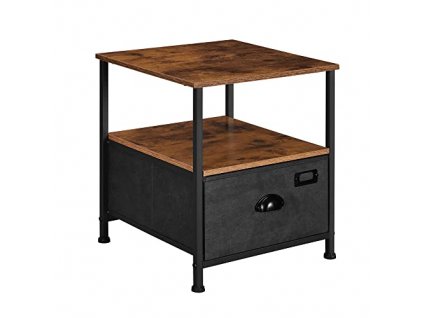 Noční stolek, 41 x 41 x 47 cm, rustikálně hnědý a černý