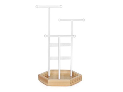 Stojan na šperky, 20,5 x 18 x 36 cm, bílý a přírodní