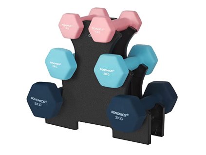 Sada šestihranných činek se stojanem, růžová, světle modrá a tmavě modrá