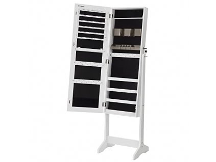 Zrcadlová skříňka na šperky, 41,5 x 36,5 x 152 cm, bílá