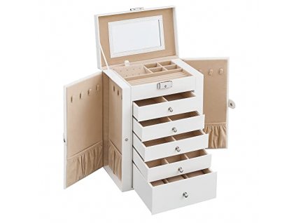 Šperkovnice, 6 pater, 26 x 15,6 x 32 cm, bílá