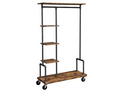Pojízdný věšák na oděvy, 103,5 x 40 x 174,5 cm, rustikálně hnědý a černý