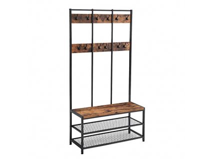 Věšák na oděvy s botníkem, 100 x 40 x 184 cm, rustikálně hnědý a černý