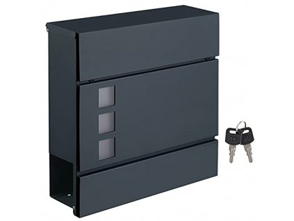 Poštovní schránka s průhledy, 37 x 10,5 x 36 cm, antracitově šedá