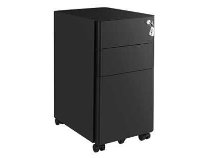 Pojízdná kartotéka se 3 zásuvkami, 30 x 46 x 59,2 cm, černá