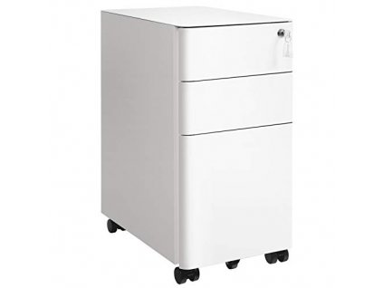 Pojízdná kartotéka se 3 zásuvkami, 30 x 46 x 59,2 cm, bílá