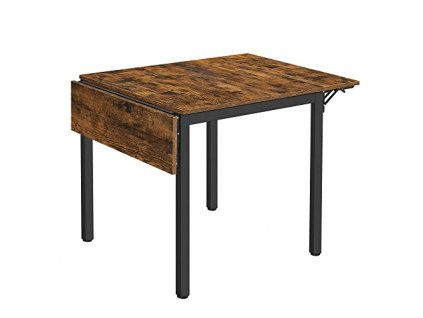 Rozkládací jídelní stůl pro 2-4 osoby, 84,5-120 x 78 x 75 cm, hnědý a černý
