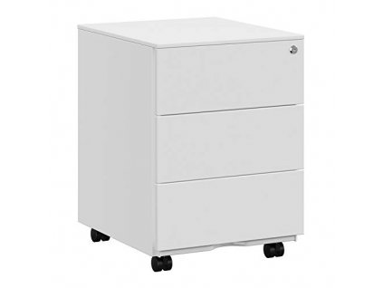 Pojízdná uzamykatelná kartotéka se 3 zásuvkami, 39 x 45 x 55 cm, bílá