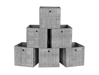 6 skládacích úložných boxů, 30 x 30 x 30 cm, šedé