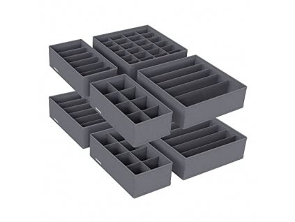 Skládací látkové úložné boxy do zásuvky, 8 ks, šedé