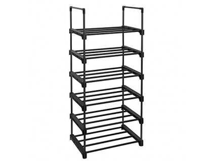 Botník, 6 pater, 45 x 30 x 106 cm, černý