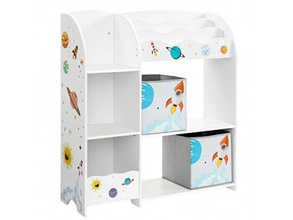 Organizér na hračky, 93 x 30 x 100 cm, bílý a design vesmír