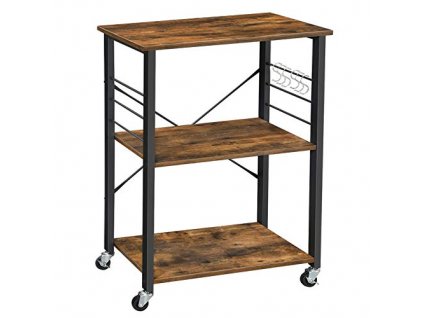 Pojízdný kuchyňský regál, 60 x 40 x 89 cm, rustikálně hnědý