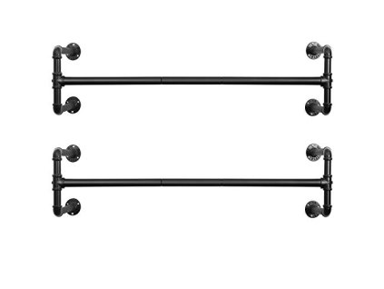 Nástěnný věšák na oděvy, 2 kusy, 110 x 30 x 29,3 cm, černý