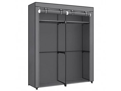 Látková šatní skříň, 140 x 43 x 174 cm, šedá