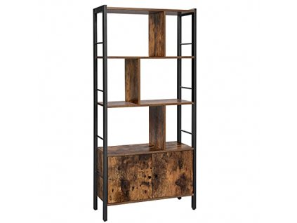 Knihovna, 74 x 30 x 154,5 cm, černá a rustikální hnědá