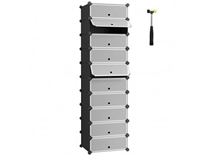 Úložný organizér, 10 boxů, 48 x 36 x 173 cm, černý
