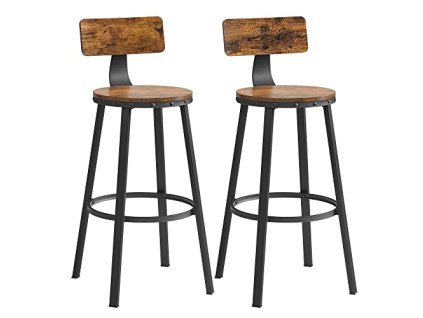 Barová židle, 2 kusy, 54 x 54 x 99 cm, rustikální hnědá a černá